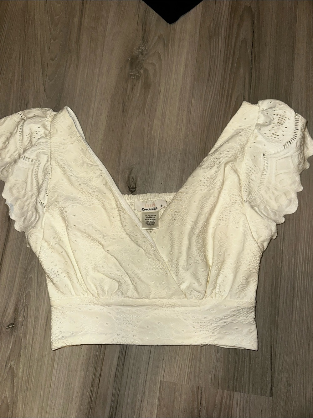 URBAN Romantics White Eyelet Wrap Crop Top